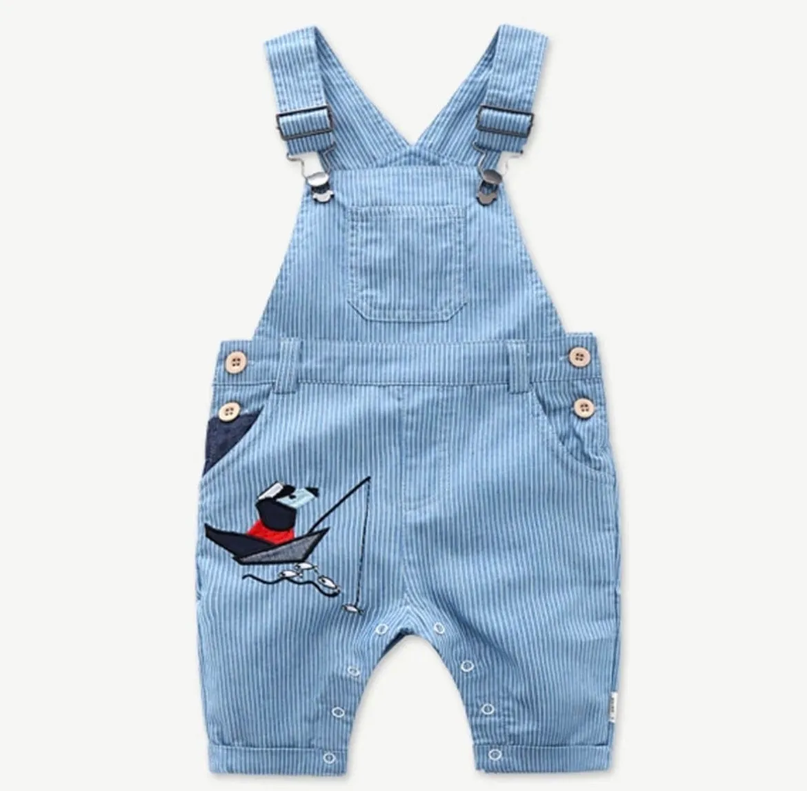 Yacht - Baby Boy Denim Overalls & Sailing Boat Romper Set