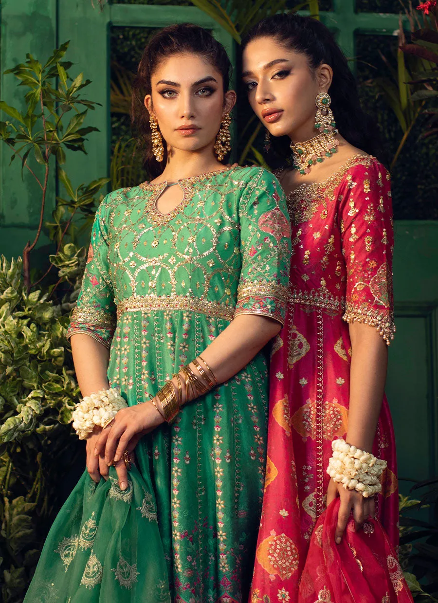 Zaar Emerald Ombre Kalidar With Dupatta