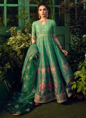 Zaar Emerald Ombre Kalidar With Dupatta